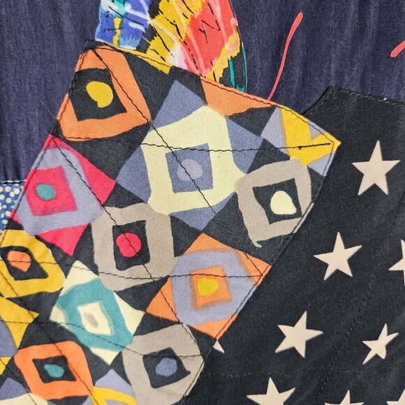 Canvasbacks Vintage Small Butterfly Patchwork Tunic Top Boho Maximalism Artsy - Picture 4 of 11